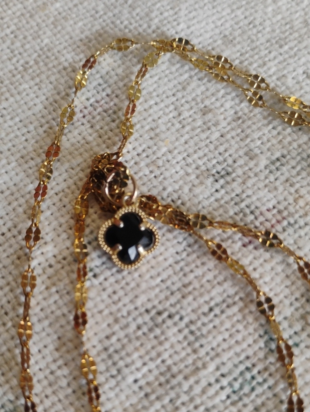 Gold Over Sterling Silver Black Stone Necklace - Picture 10 of 10